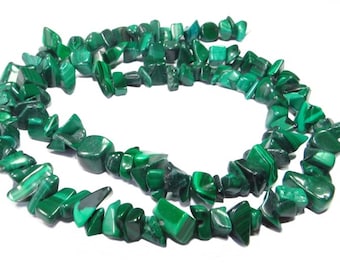 Malachite (more real!) Splinter Nuggets Bead Strand for Necklace, Bracelet & More