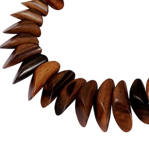Tiger ebony beads &quot;twin cut&quot; wooden beads strand for necklace (light variant)