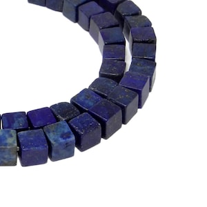 Lapis lazuli cube beads in two sizes: approx. 4-5 mm & 6 mm gemstone beads strand for necklaces and other jewelry