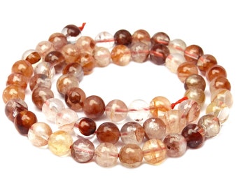 Tangerine Quarz "Roter Bergkristall" Kugeln in 6 oder 8 mm Edelsteinperlen Strang Perlen für Mala, Kette & mehr