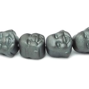 Hematite Buddha head beads approx. 8x8x7 mm Buddha beads Mala beads 1 set (= 10 pieces) for bracelet, necklace & more