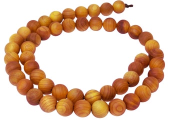 Lebensbaumholz Perlen Kugeln in 6 & 8 mm Holzperlen Strang für Mala, Kette, Armband und mehr - NATURPERLEN -