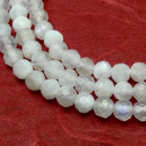 White Moonstone Beads Faceted Balls 3 mm Gemstone Beads Strand Seed Beads for Necklace, Bracelet & more