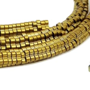 Hematite wavy discs matt gold approx. 4 x 1 mm spacer beads strand for bracelet, necklace & more