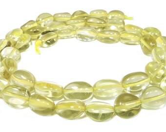 Lemon quartz roundish oval nuggets approx. 8-12 mm gemstone beads strand for chain & more