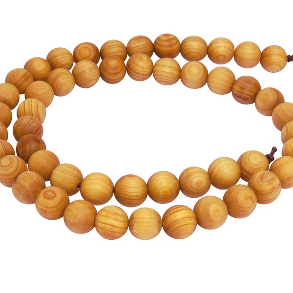 Boules de perles en bois de cèdre rouge du Pacifique 8mm NATURAL Perles en bois Brin pour Mala, collier, bracelet et plus