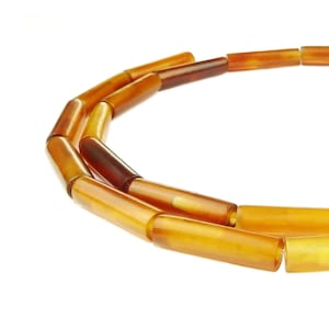 Golden Horn Pearl Tube Approx. 15-18 mm Horn Pearl Strand Natural Pearls for Necklace, Bracelet & More