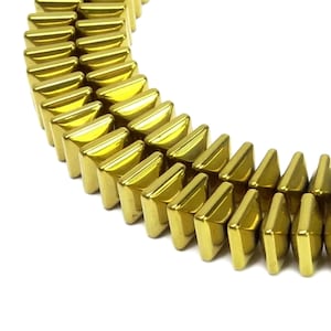 Hematite curved gold-colored square discs approx. 6 x 3 mm beads strand for bracelet, necklace & more ~ Heishi spacer beads ~