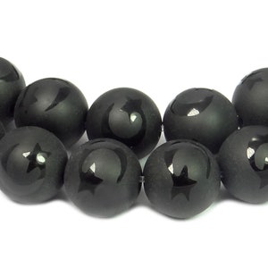 Bolas esmeriladas de ónix con cometa brillante / estrella de cola Hilo de cuentas de piedras preciosas de 8 mm para pulsera, mala, collar y más
