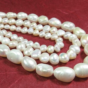 Freshwater pearl strand white nuggets pearl strand six sizes to choose from for necklaces, bracelets, etc. jewelry making image 1