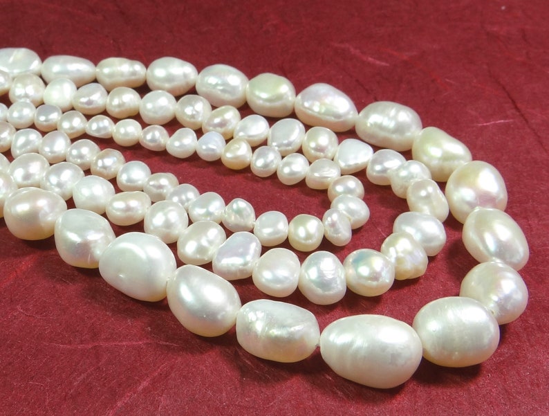 Süßwasserperlen Strang weiße Nuggets Perlen Strang sechs Größen zur Auswahl für Kette, Armband u.a. Schmuckherstellung Bild 1