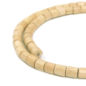Indiska rosa pärlor i rosenträ 6 x 6 mm rullpärlsträng i trä för halsband, armband och mer - naturlig färg