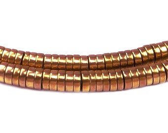 Hämatit Heishi Perlen dünne Scheiben kupfer / rotgold ca. 3 x 1 mm - Spacer Strang