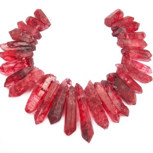 Rock crystal tip nuggets approx. 20-40 mm ruby red gemstone beads 20 cm bead strand for necklace & more