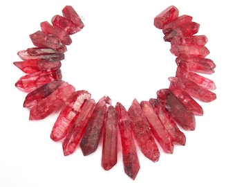 Rock crystal lace nuggets approx. 20-40 mm ruby red gemstone beads 20 cm beads strand for necklace & more