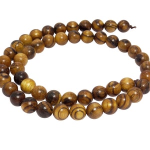 Kauri Wood Beads Balls 8mm Wooden Beads for Mala, Necklace, Bracelet & more - NATURAL COLOR -