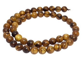 Kauri Wood Beads Balls 8mm Wooden Beads for Mala, Necklace, Bracelet & more - NATURAL COLOR -