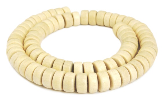 Ambaba-white wood Pearl Strand Wheels Heishi natural white Wooden beads