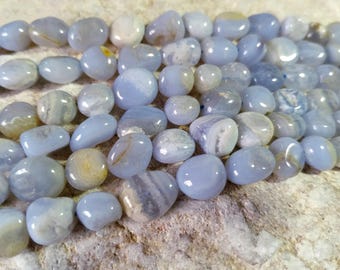 Chalcedony beads, rounded nuggets approx. 9-12 mm, beaded strand for bracelets, necklaces, and other DIY jewelry.