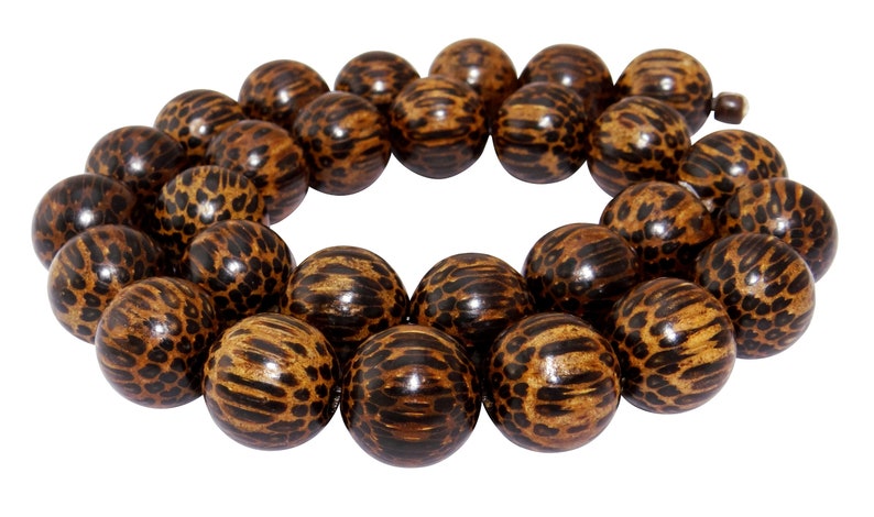 Hagalpalmholz Kugeln in den Größen: 6, 8, 10, 12 & 15 mm Perlen Strang Holzperlen Mala Perlen für Kette, Armband... NATURFARBE Bild 1