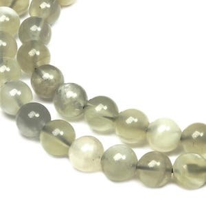 Natural Grey Moonstone Balls 6mm Gemstone Beads Strand for Mala, Necklace, Bracelet & More