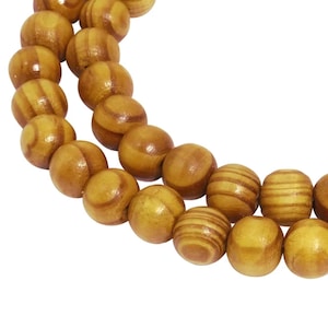 Perline in legno di larice Palline da 10 mm Perline in legno a grana per mala, collane, braccialetti e altro - COLORE NATURALE -