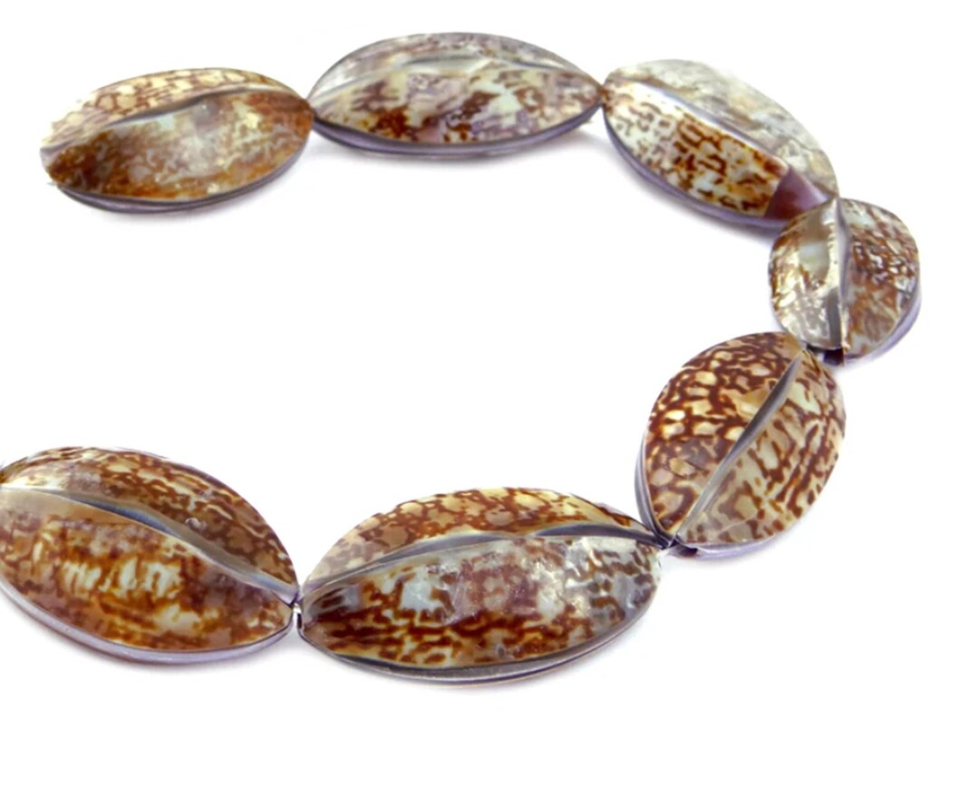 Arabian Porcelain Snail Shell Beads Four-sided Oval Approx. 13 X 27 Mm ...