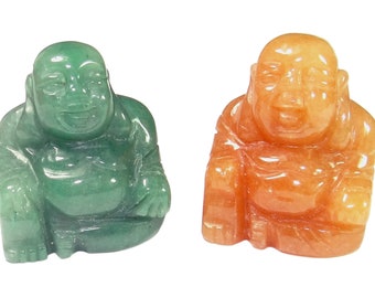 Buddha Perle / Anhänger aus rotem oder grünem Aventurin ca. 25x20 mm für Kette & andere DIY-Schmuckstücke