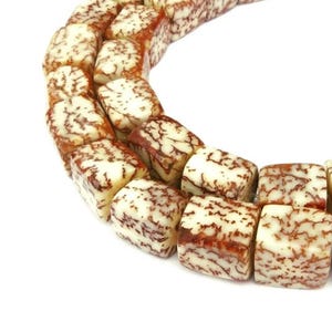 Betel nut beads cube approx. 10 mm nut beads wooden beads strand for bracelet, necklace & more - NATURAL COLOR -