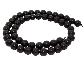 Ebenholz Perlen Kugeln in 6, 8 & 10 mm Holzperlen Strang für Mala, Kette, Armband und mehr - schwarze NATURPERLEN