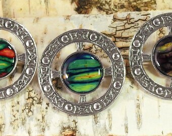 HEATHERGEMS heather jewelry large Celtic pin / brooch "Celtic Cross" unique, HANDMADE - high-quality, colorful unique pieces!