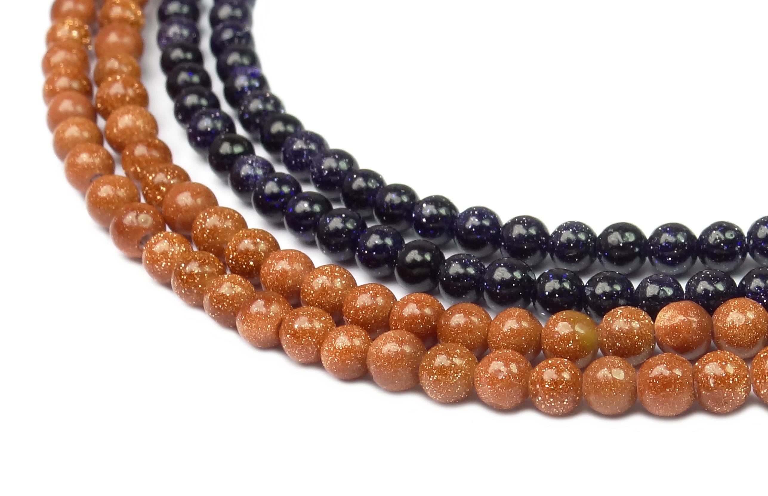 Blue Goldstone Goldstone Beads Balls Mm Seed Beads Strand for