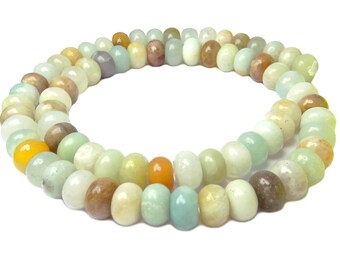 Amazonite rondelle multicolore environ 8 x 5 mm perles en pierres précieuses sur fil pour bracelet, collier et autres bijoux DIY