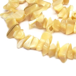 Escargot de melon longs éclats env. 10 - 20 mm brin de perles ~ perles de coquillage pour colliers et autres bijoux DIY