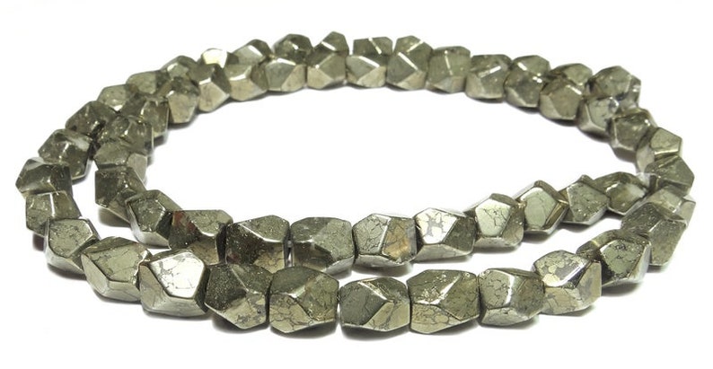 6.5 mm gemstone beads strand for chain /& more Pyrite faceted nuggets approx