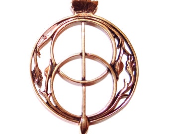 Chalice Well bronze pendant (approx. 4.6 cm) Avalon Amulet Glastonbury Tor, on a black textile cord