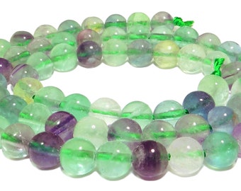 Boules de fluorite arc-en-ciel 6mm Perles de pierres précieuses en fluorite pour Mala, Collier, Bracelet & plus
