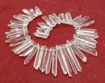 Rock crystal clear tip nuggets approx. 10 - 25 mm long Gemstone beads strand (20 cm) Beads for necklaces, bracelets & more