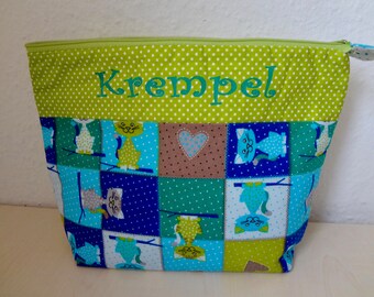 Kulturtasche  Katzen,  Kosmetiktäschchen, Kulturtasche Kinder, Kinderkulturtasche, Kulturtäschchen "Krempel", Schminktäschchen