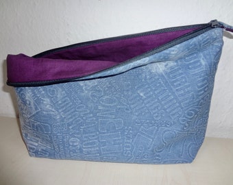 Toiletry bag, toiletry bag made of denim, make-up bag, toiletry bag, make-up bag made of denim