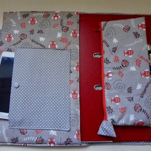 Folder bag, folder cover Owls, ring binder cover with pencil case, pencil case, ring binder bag, pen bag, image 3