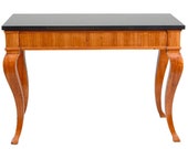 4.5 Feet Antique Satinwood Marble Top Biedermeier Style Swedish Console Table
