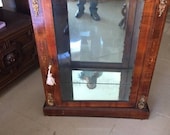 Antique Walnut Display or Music Cabinet Satinwood Marquetry Inlay