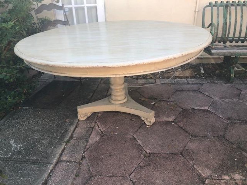 Antique Style Hand Painted 5ft Round Dining Table French Center Pedestal