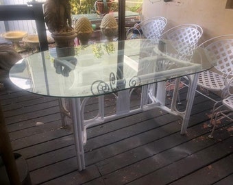 wrought iron table and chairs glass top