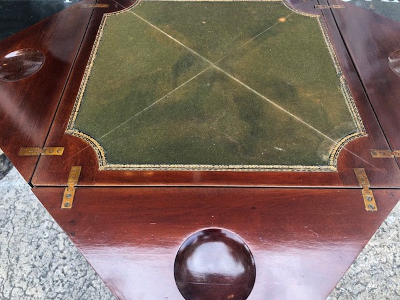 Antique Mahogany and Satinwood Game Table Leather insert