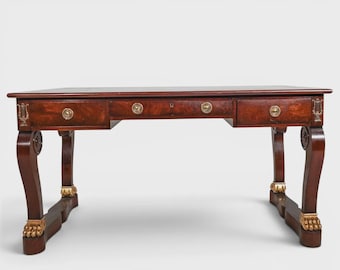 English Regency Style Mahogany Antique Writing Desk By William Switzer