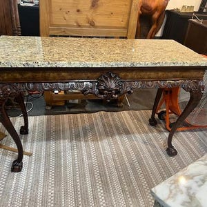 Walnut Chippendale Style Marble Top Large Console Table Althorp Collection UK