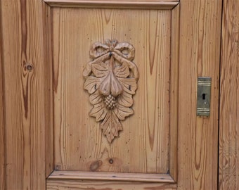 Antique French Pine Two Door Kitchen Cupboard Sideboard.