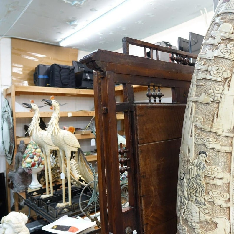 Antike Nussbaum Halle Baum Spiegel Messing Haken Schublade | Etsy